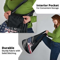 Custom American Flag Racing Grocery Bag Dirt Bike Motocross Racewear Hexagon and Lightning - Wonder Print Shop