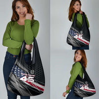 Custom American Flag Racing Grocery Bag Dirt Bike Motocross Racewear Hexagon and Lightning - Wonder Print Shop