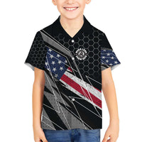 Custom American Flag Racing Hawaiian Shirt Dirt Bike Motocross Racewear Hexagon and Lightning - Wonder Print Shop