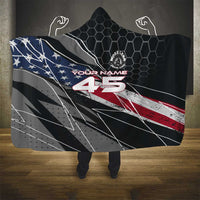 Custom American Flag Racing Hooded Blanket Dirt Bike Motocross Racewear Hexagon and Lightning - Wonder Print Shop