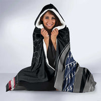 Custom American Flag Racing Hooded Blanket Dirt Bike Motocross Racewear Hexagon and Lightning - Wonder Print Shop