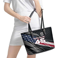 Custom American Flag Racing Leather Tote Bag Dirt Bike Motocross Racewear Hexagon and Lightning - Wonder Print Shop
