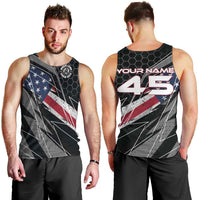 Custom American Flag Racing Men Tank Top Dirt Bike Motocross Racewear Hexagon and Lightning - Wonder Print Shop