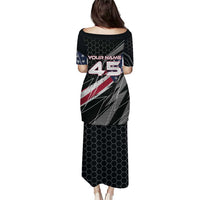 Custom American Flag Racing Puletasi Dirt Bike Motocross Racewear Hexagon and Lightning - Wonder Print Shop