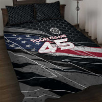 Custom American Flag Racing Quilt Bed Set Dirt Bike Motocross Racewear Hexagon and Lightning - Wonder Print Shop