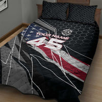 Custom American Flag Racing Quilt Bed Set Dirt Bike Motocross Racewear Hexagon and Lightning - Wonder Print Shop