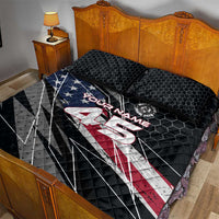 Custom American Flag Racing Quilt Bed Set Dirt Bike Motocross Racewear Hexagon and Lightning - Wonder Print Shop