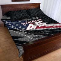Custom American Flag Racing Quilt Bed Set Dirt Bike Motocross Racewear Hexagon and Lightning - Wonder Print Shop