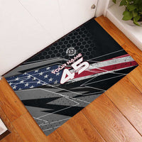 Custom American Flag Racing Rubber Doormat Dirt Bike Motocross Racewear Hexagon and Lightning - Wonder Print Shop