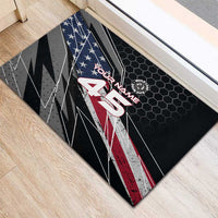 Custom American Flag Racing Rubber Doormat Dirt Bike Motocross Racewear Hexagon and Lightning - Wonder Print Shop