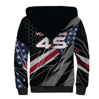 Custom American Flag Racing Sherpa Hoodie Dirt Bike Motocross Racewear Hexagon and Lightning - Wonder Print Shop