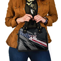 Custom American Flag Racing Shoulder Handbag Dirt Bike Motocross Racewear Hexagon and Lightning - Wonder Print Shop