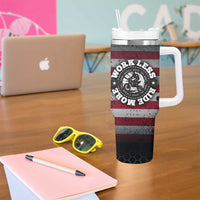 Custom American Flag Racing Tumbler With Handle Dirt Bike Motocross Racewear Hexagon and Lightning - Wonder Print Shop