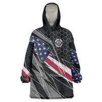 Custom American Flag Racing Wearable Blanket Hoodie Dirt Bike Motocross Racewear Hexagon and Lightning - Wonder Print Shop