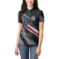 Custom American Flag Racing Women Polo Shirt Dirt Bike Motocross Racewear Hexagon and Lightning - Wonder Print Shop