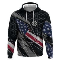 Custom American Flag Racing Zip Hoodie Dirt Bike Motocross Racewear Hexagon and Lightning - Wonder Print Shop