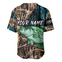 Crappie Fishing Customize Name Baseball Jersey Forest and Camo Background in Outdoor Fishing - Wonder Print Shop