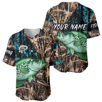 Crappie Fishing Customize Name Baseball Jersey Forest and Camo Background in Outdoor Fishing - Wonder Print Shop