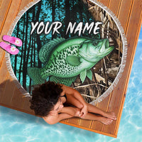 Crappie Fishing Customize Name Beach Blanket Forest and Camo Background in Outdoor Fishing - Wonder Print Shop