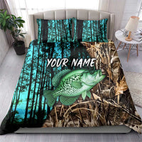 Crappie Fishing Customize Name Bedding Set Forest and Camo Background in Outdoor Fishing - Wonder Print Shop