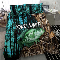 Crappie Fishing Customize Name Bedding Set Forest and Camo Background in Outdoor Fishing - Wonder Print Shop