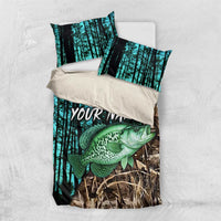 Crappie Fishing Customize Name Bedding Set Forest and Camo Background in Outdoor Fishing - Wonder Print Shop