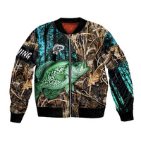 Crappie Fishing Customize Name Bomber Jacket Forest and Camo Background in Outdoor Fishing - Wonder Print Shop