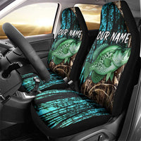 Crappie Fishing Customize Name Car Seat Cover Forest and Camo Background in Outdoor Fishing - Wonder Print Shop