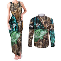 Crappie Fishing Customize Name Couples Matching Tank Maxi Dress and Long Sleeve Button Shirt Forest and Camo Background in Outdoor Fishing - Wonder Print Shop