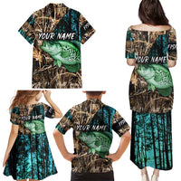 Crappie Fishing Customize Name Family Matching Puletasi and Hawaiian Shirt Forest and Camo Background in Outdoor Fishing - Wonder Print Shop