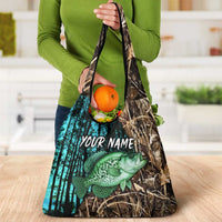 Crappie Fishing Customize Name Grocery Bag Forest and Camo Background in Outdoor Fishing - Wonder Print Shop