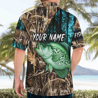 Crappie Fishing Customize Name Hawaiian Shirt Forest and Camo Background in Outdoor Fishing - Wonder Print Shop