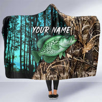 Crappie Fishing Customize Name Hooded Blanket Forest and Camo Background in Outdoor Fishing - Wonder Print Shop