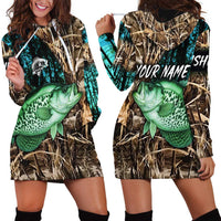 Crappie Fishing Customize Name Hoodie Dress Forest and Camo Background in Outdoor Fishing - Wonder Print Shop