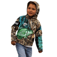 Crappie Fishing Customize Name Kid Hoodie Forest and Camo Background in Outdoor Fishing - Wonder Print Shop