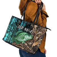 Crappie Fishing Customize Name Leather Tote Bag Forest and Camo Background in Outdoor Fishing - Wonder Print Shop