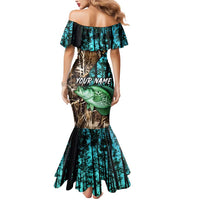 Crappie Fishing Customize Name Mermaid Dress Forest and Camo Background in Outdoor Fishing - Wonder Print Shop