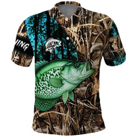 Crappie Fishing Customize Name Polo Shirt Forest and Camo Background in Outdoor Fishing - Wonder Print Shop