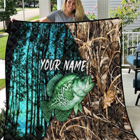 Crappie Fishing Customize Name Quilt Forest and Camo Background in Outdoor Fishing - Wonder Print Shop