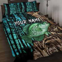 Crappie Fishing Customize Name Quilt Bed Set Forest and Camo Background in Outdoor Fishing - Wonder Print Shop
