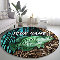 Crappie Fishing Customize Name Round Carpet Forest and Camo Background in Outdoor Fishing - Wonder Print Shop