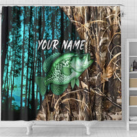 Crappie Fishing Customize Name Shower Curtain Forest and Camo Background in Outdoor Fishing - Wonder Print Shop