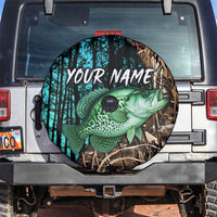 Crappie Fishing Customize Name Spare Tire Cover Forest and Camo Background in Outdoor Fishing - Wonder Print Shop