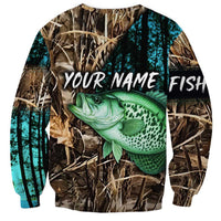 Crappie Fishing Customize Name Sweatshirt Forest and Camo Background in Outdoor Fishing - Wonder Print Shop