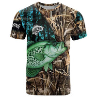 Crappie Fishing Customize Name T Shirt Forest and Camo Background in Outdoor Fishing - Wonder Print Shop