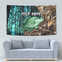 Crappie Fishing Customize Name Tapestry Forest and Camo Background in Outdoor Fishing - Wonder Print Shop