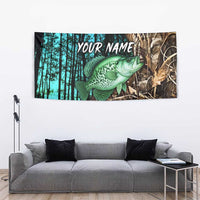 Crappie Fishing Customize Name Tapestry Forest and Camo Background in Outdoor Fishing - Wonder Print Shop