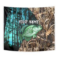 Crappie Fishing Customize Name Tapestry Forest and Camo Background in Outdoor Fishing - Wonder Print Shop
