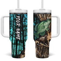 Crappie Fishing Customize Name Tumbler With Handle Forest and Camo Background in Outdoor Fishing - Wonder Print Shop