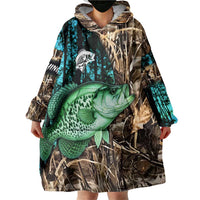 Crappie Fishing Customize Name Wearable Blanket Hoodie Forest and Camo Background in Outdoor Fishing - Wonder Print Shop